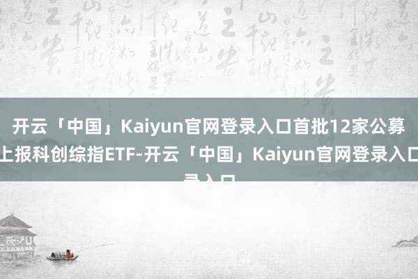 开云「中国」Kaiyun官网登录入口首批12家公募上报科创综指ETF-开云「中国」Kaiyun官网登录入口